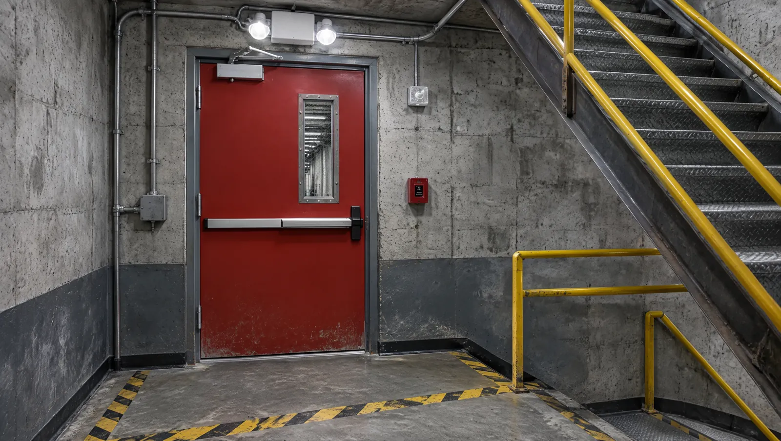 Fire-rated door with panic bar